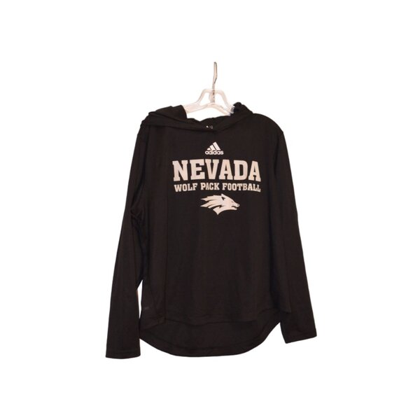 ADIDAS Nevada Wolf Pack Football Athletic Wear Hoodie Black Poly Top 2XL (50-52) - Picture 1 of 6